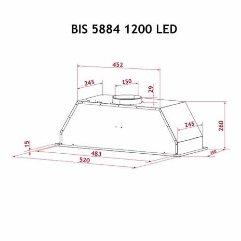 Витяжка PERFELLI BIS 5884 BL 1200 LED