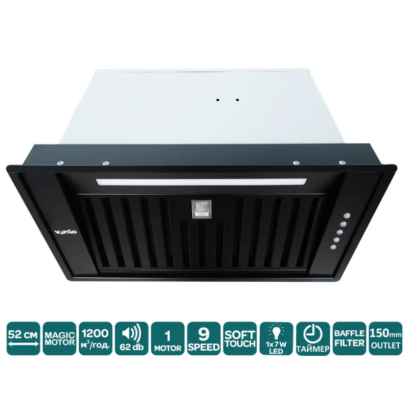 Витяжка VENTOLUX PUNTO 52 BK (1200) ST MM BF