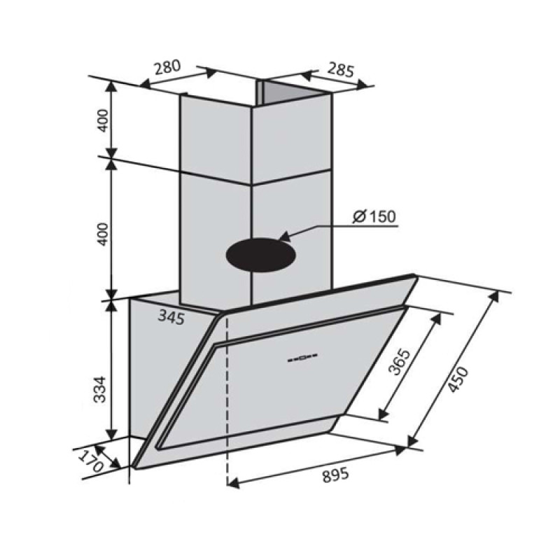 Витяжка VENTOLUX TOSCANA 90 WH (1000) TRC MM