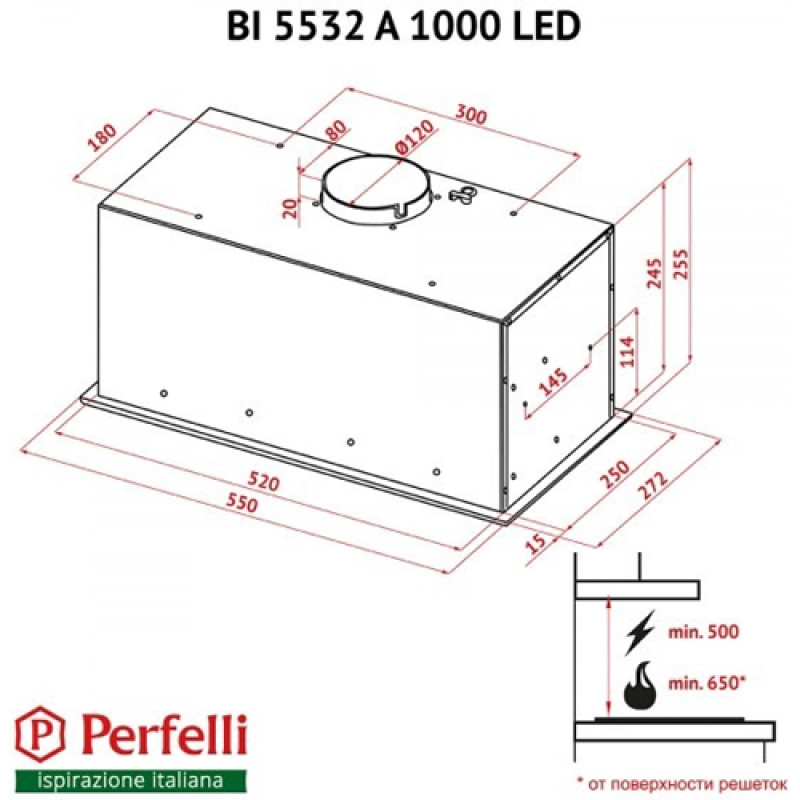Витяжка PERFELLI BI 5532 A 1000 BL LED