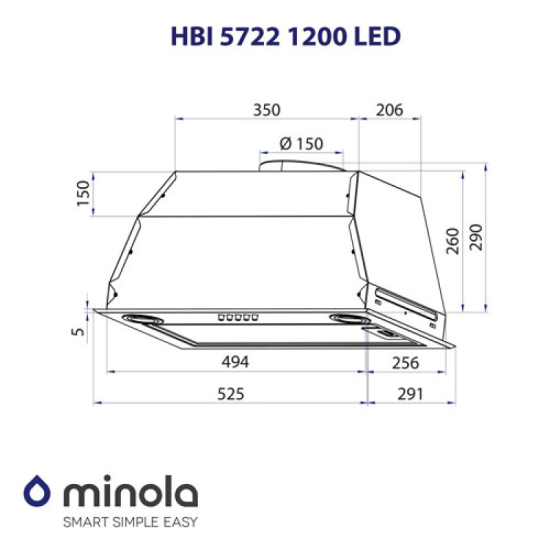Витяжка MINOLA HBI 5722 WH 1200 LED