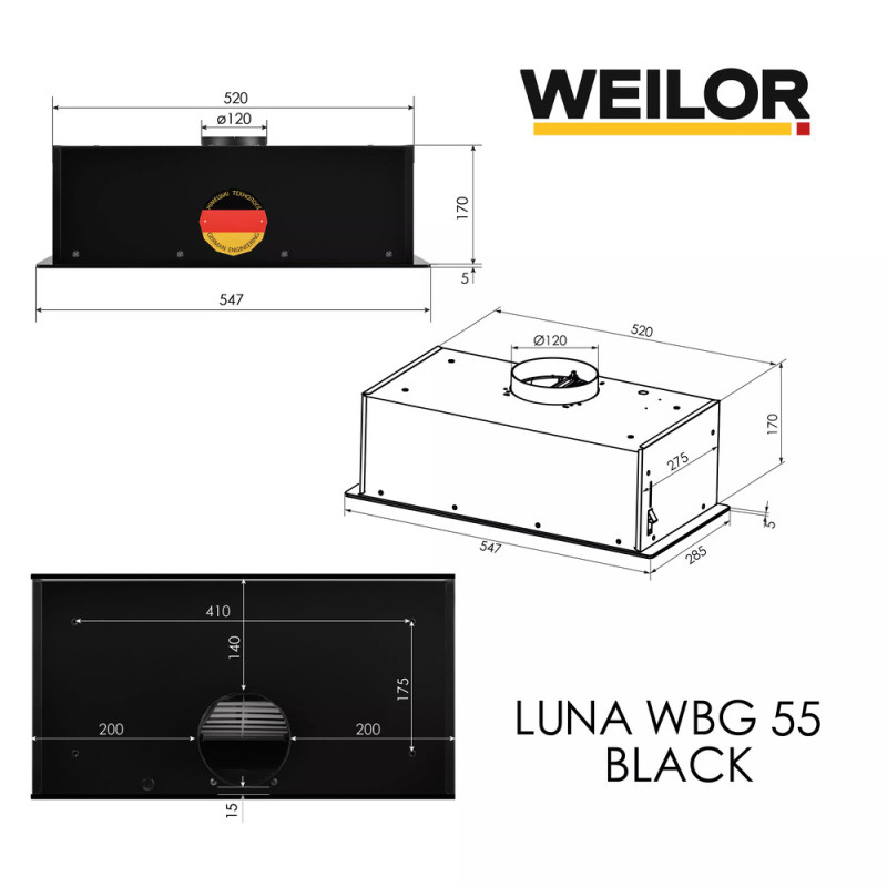 Витяжка WEILOR WBG 55 BLACK