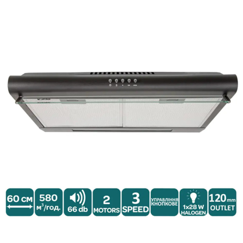 Витяжка VENTOLUX ROMA 60 BK 2M LUX