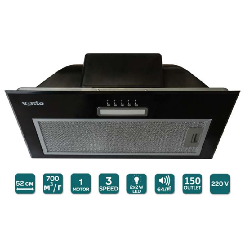 Витяжка VENTOLUX PUNTO 52 BK (700) PB PC 
