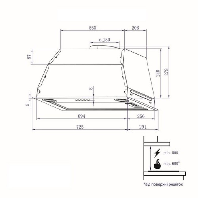 Витяжка MINOLA HBI 7812 BL 1200 LED