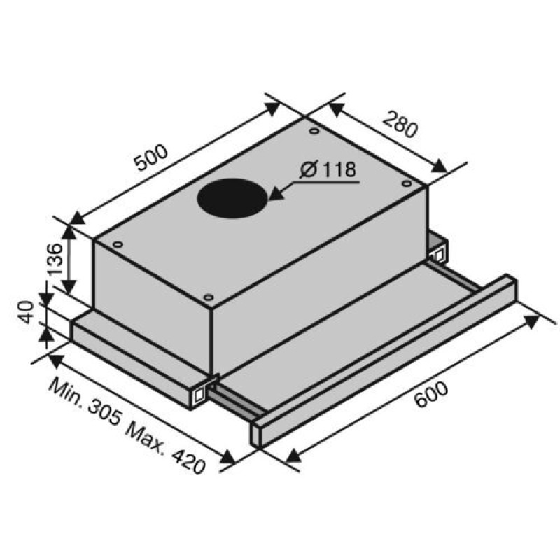 Витяжка VENTOLUХ GARDA 60 XBG (750) SMD LED