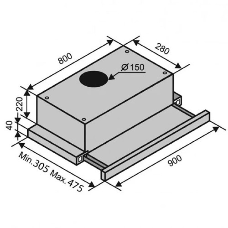 Витяжка VENTOLUХ GARDA 90 INOX (1100) SMD LED