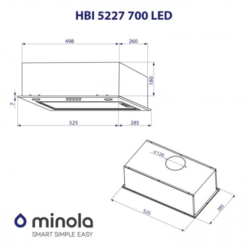 Витяжка MINOLA HBI 5227 BL 700 LED