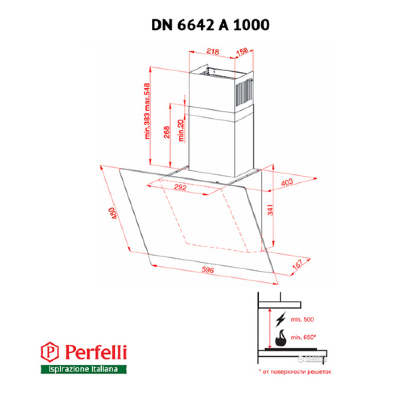 Витяжка PERFELLI DN 6642 A 1000 IV LED