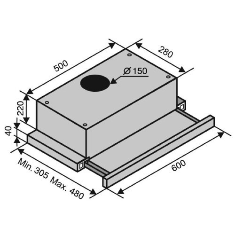 Витяжка VENTOLUХ GARDA 60 BK (1300) SMD LED