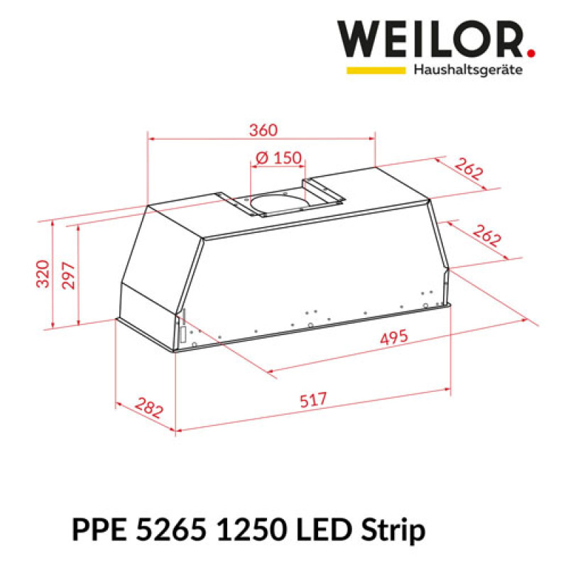 Витяжка WEILOR PPE 5265 SS 1250 LED