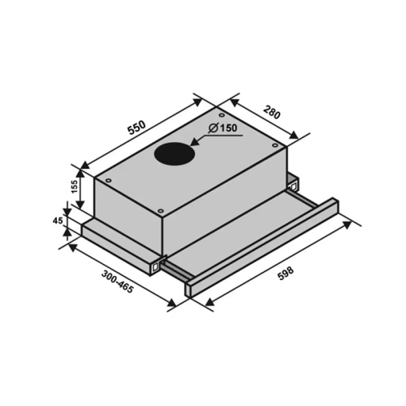 Витяжка VENTOLUX GARDA 60 BK (700) LED 2S