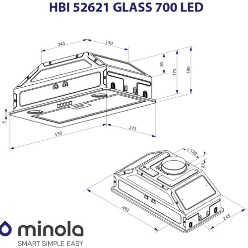 Витяжка MINOLA HBI 52621 WH GLASS 700 LED
