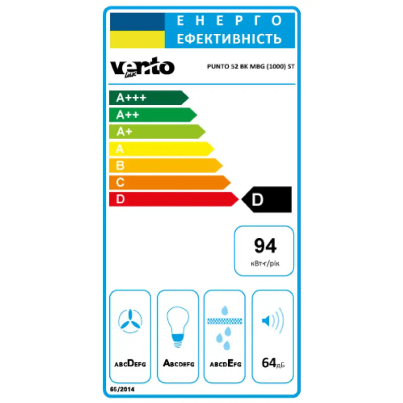 Витяжка VENTOLUX PUNTO 52 BK/MBG (1000) ST