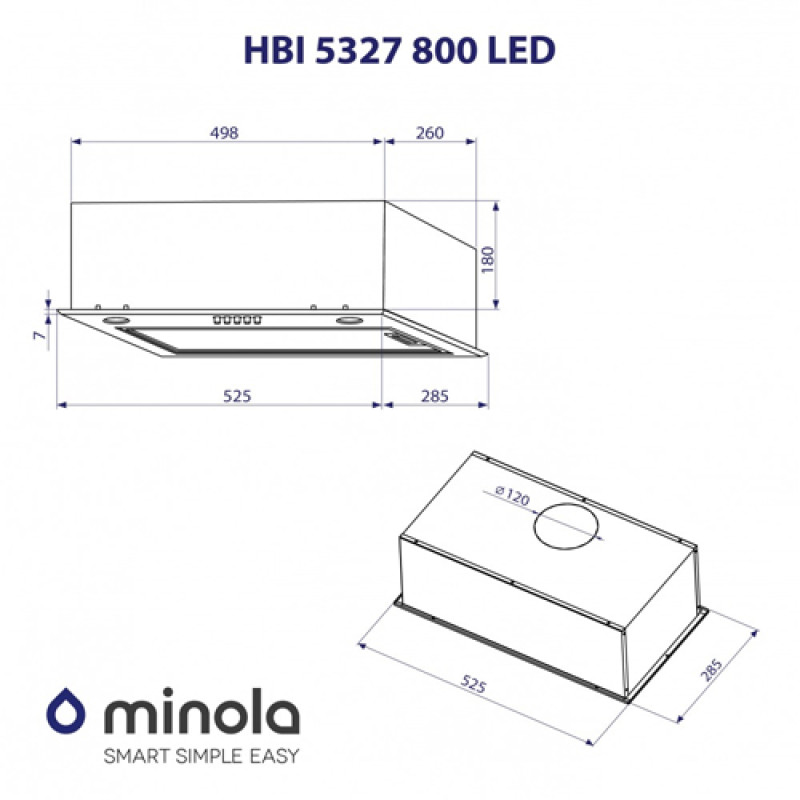Витяжка MINOLA HBI 5327 I 800 LED
