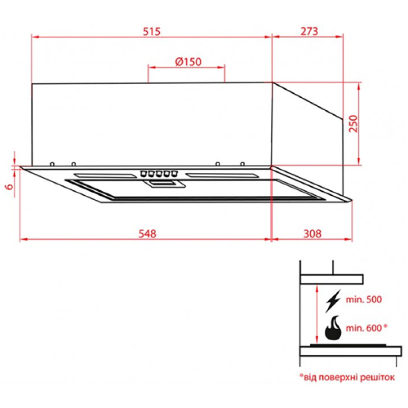 Витяжка WEILOR PBS 52300 GLASS BG 1000 LED strip