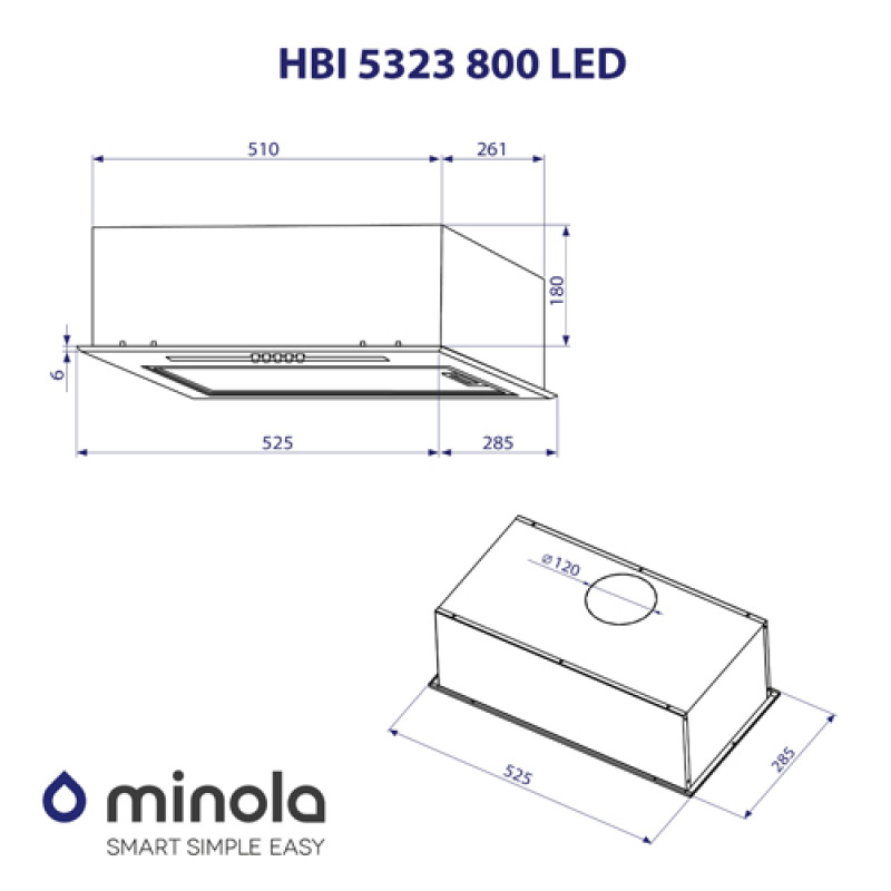 Витяжка MINOLA HBI 5323 WH 800 LED
