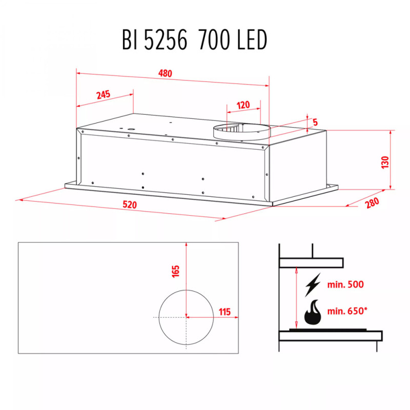 Витяжка PERFELLI BI 5256 BL 700 LED