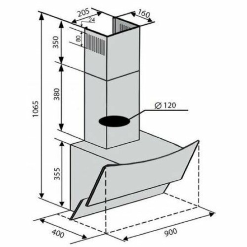 Витяжка VENTOLUХ WAVE 90 WH (1000) TRC IT