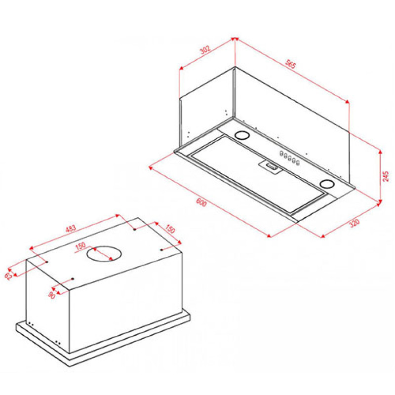Витяжка PERFELLI BI 6812 BL LED