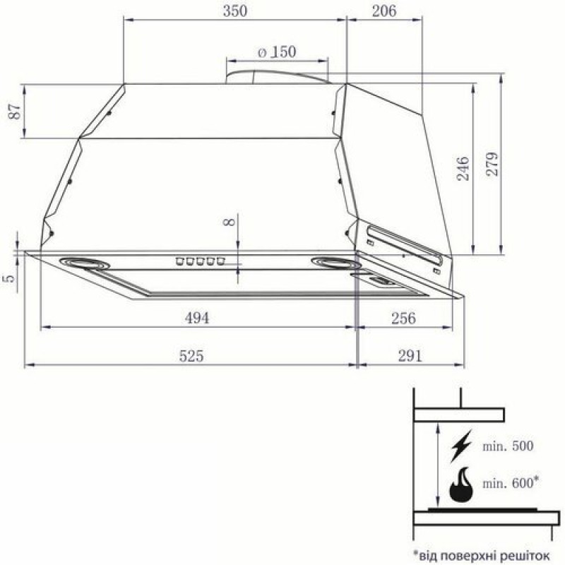 Витяжка MINOLA HBI 5622 WH 1000 LED