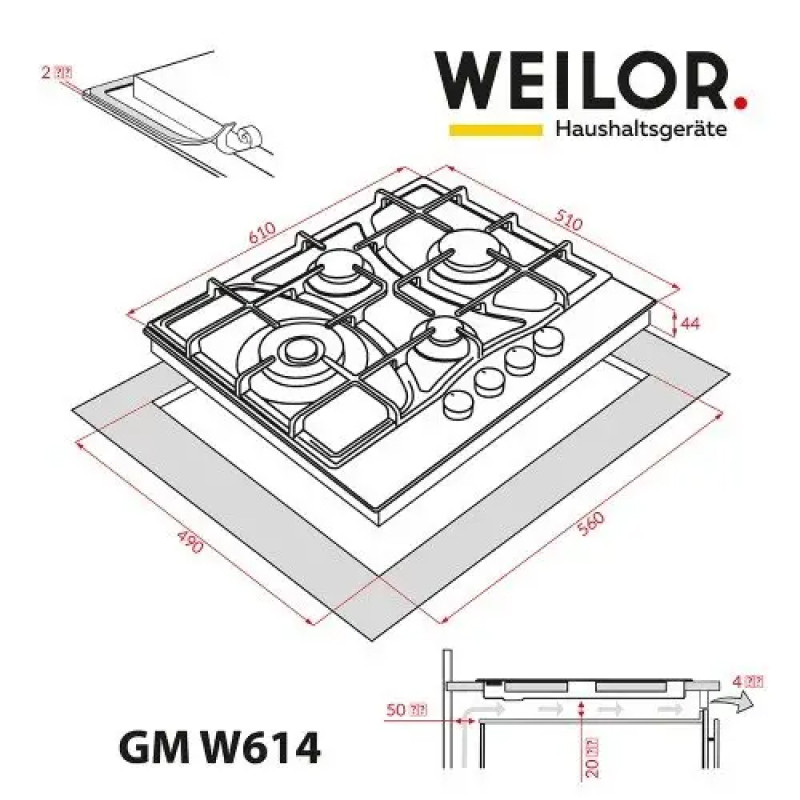 Варильна поверхня WEILOR GM W 614 WH 