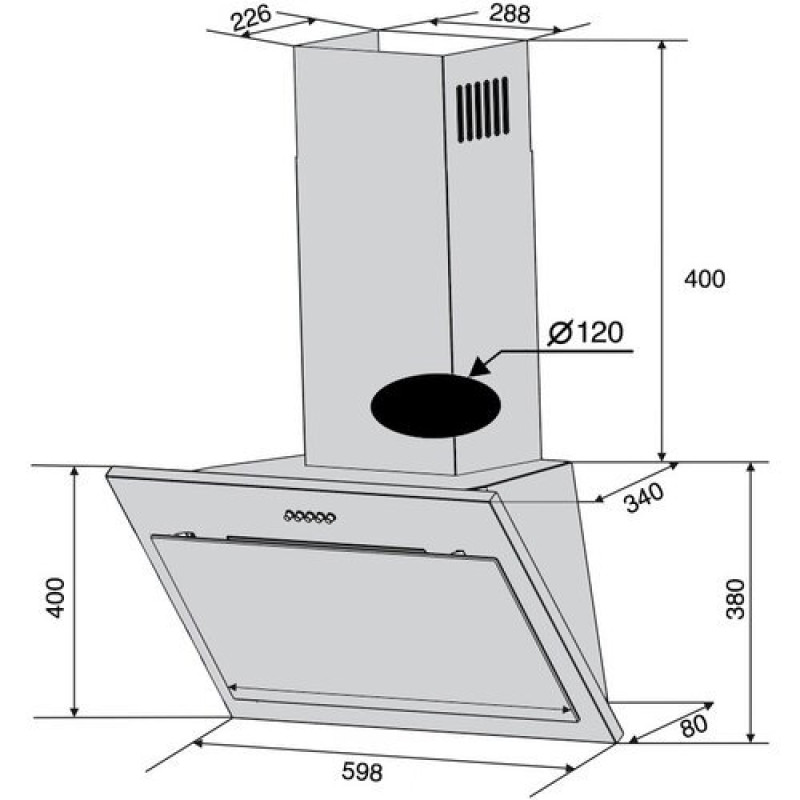 Витяжка VENTOLUХ FIORE 60 WH (750) PB