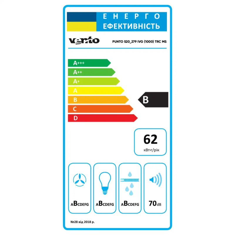 Витяжка VENTOLUX PUNTO 520/279 IVG (1000) TRC MS