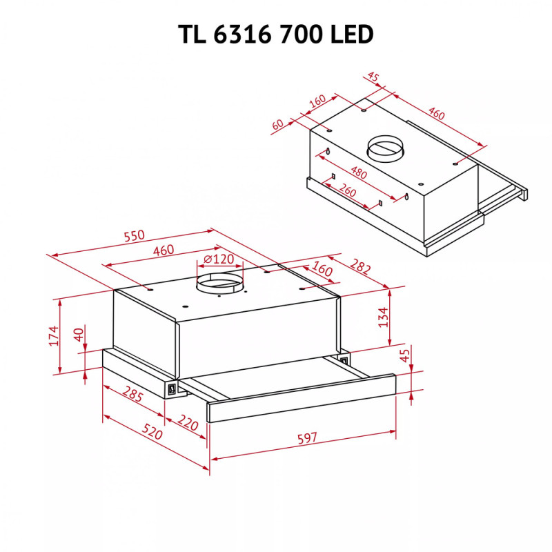 Витяжка PERFELLI TL 6316 IV 700 LED