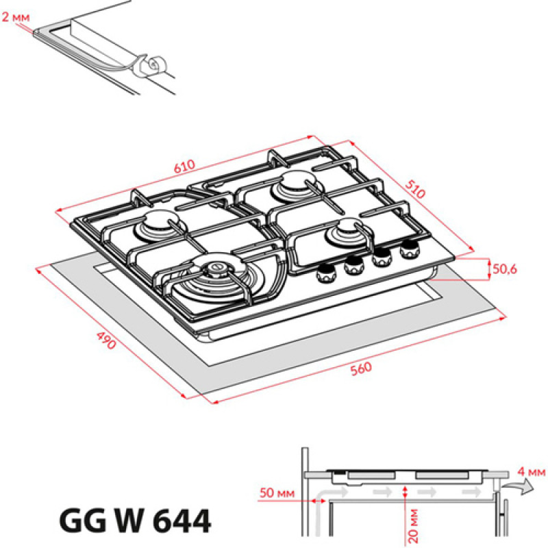 Варильна поверхня WEILOR GG W 644 WH
