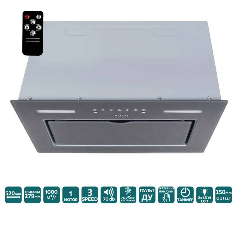 Витяжка VENTOLUX PUNTO 520/279 GRS (1000) TRC MS