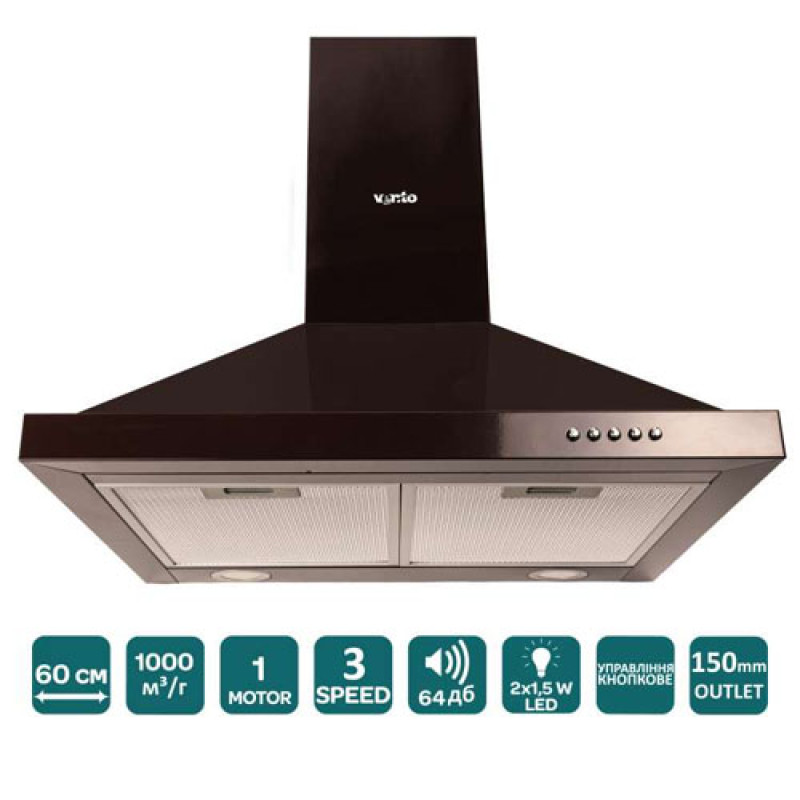 Витяжка VENTOLUX LAZIO 60 BR (1000) LED