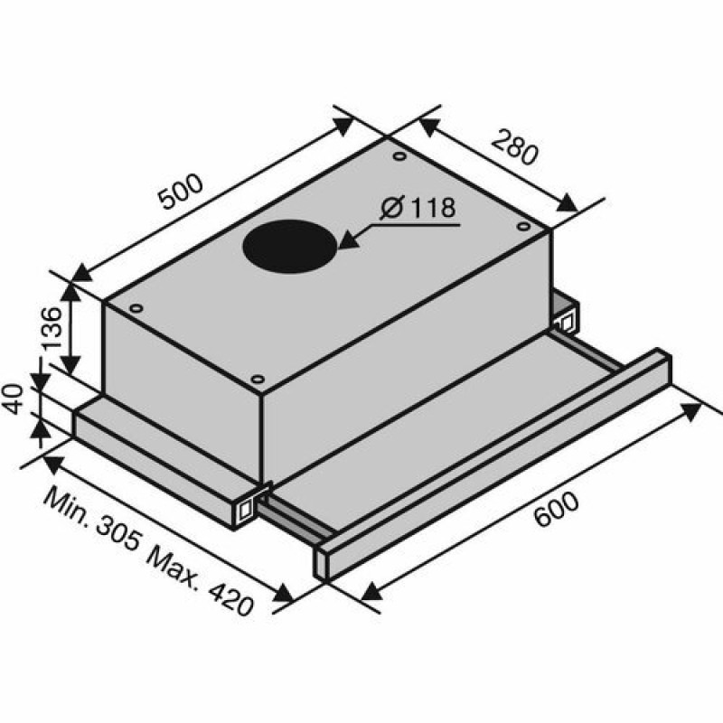 Витяжка VENTOLUХ GARDA 60 BK (800) SMD LED